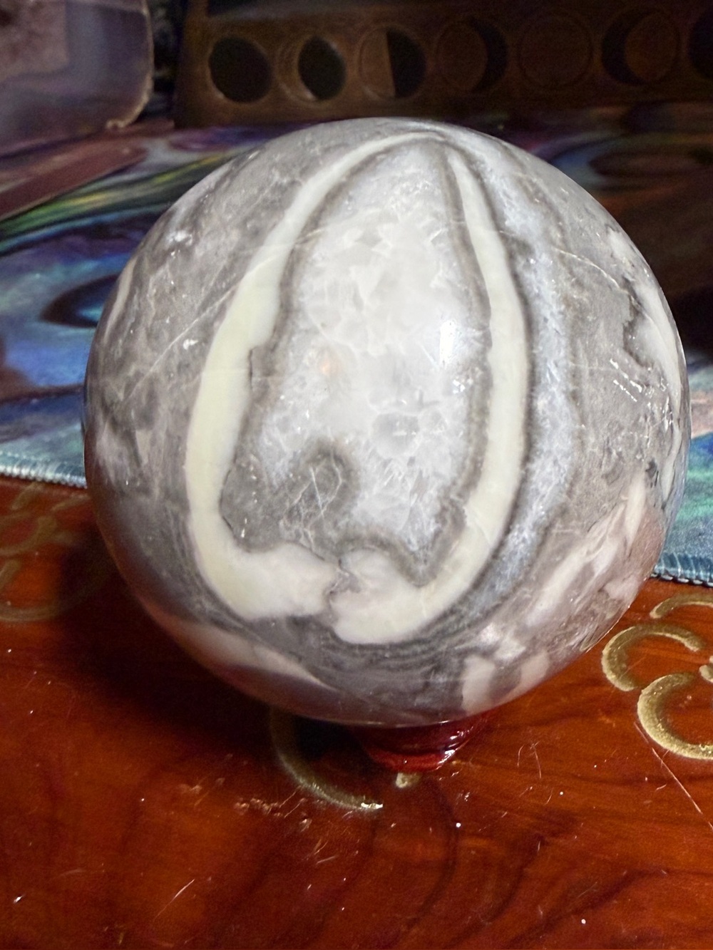 Shell jasper crystal sphere